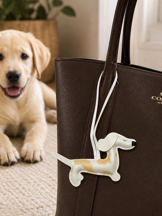 Accessories - White & Tan Dog Bag Charm